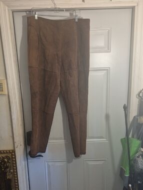 Brown Suede Patchwork Leggings